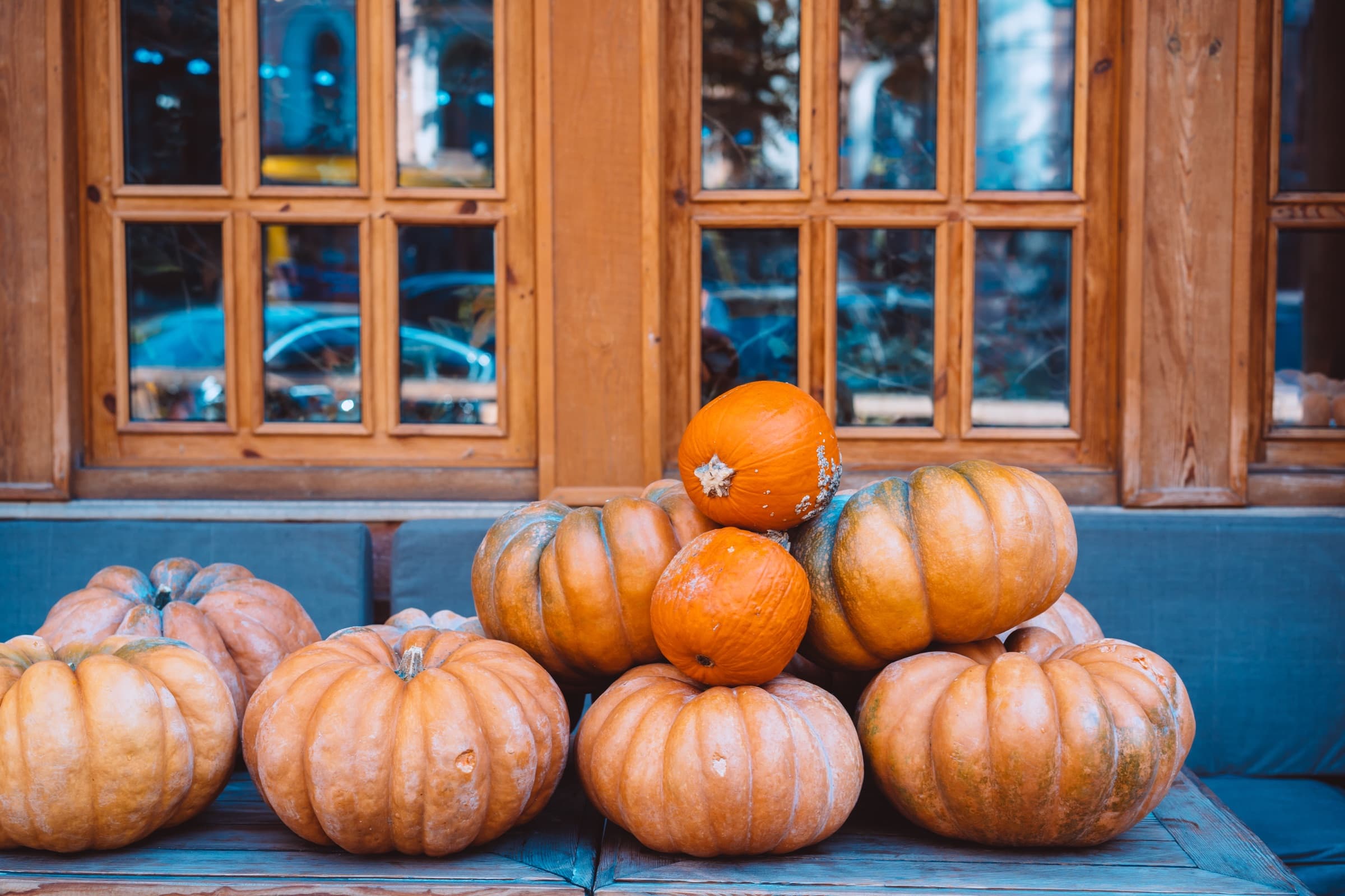 Seasonal pumpkin porch design installed at a Durham Region home in Ontario